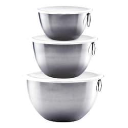 Tovolo Stainless Steel, Set of 3 Mixing Tight-Seal Dishwasher-Safe Metal Bowls with BPA-Free Lids for Food Storage, Stainless Steel