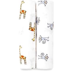 aden + anais Swaddle Blanket, Boutique Muslin Blankets for Girls & Boys, Baby Receiving Swaddles, Ideal Newborn & Infant Swaddling Set, Perfect Shower Gifts, 2 Pack, Jungle Jam