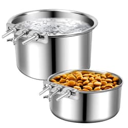 ShineMe Stainless Steel Dog Bowls, ShineMe 40oz & 60oz No Spill Dog Crate Water and Food Bowls with Hanging Hook for Kennel, Cage and More, 7.0 x 3.7” & 6.2 x 2.5” Feeder Dish for Large and Medium Dogs