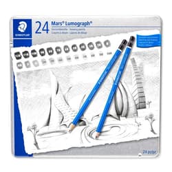 STAEDTLER Mars Lumograph Art Drawing Pencils, Graphite Pencils in Metal Case, Break-Resistant Bonded Lead, Grades 12B-10H, Set of 24