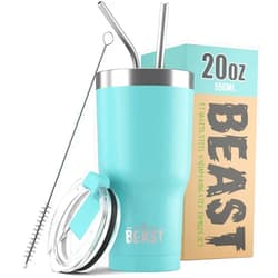 Greens Steel Beast 20 oz Tumbler Stainless Steel Vacuum Insulated Coffee Ice Cup Double Wall Travel Flask (Aquamarine Blue)