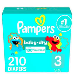 Pampers Diapers - Baby Dry - Size 3, 210 Count, Absorbent Disposable Infant Diaper (Packaging May Vary)
