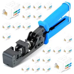 Everest Media Solutions easyJACK - 90° Angled Speed Termination Tool - with 20-Pack of RJ45 Cat6 Keystone Jacks in White - Additional Jacks are Available - (B08P1YF41X)