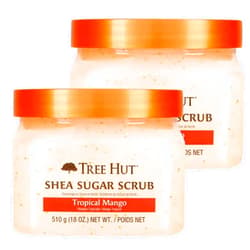 Tree Hut Shea Sugar Scrub Tropical Mango 18 Ounce Exfoliating Body Scrub Ideal for Nourishing Essential Body Care for Women and Men (Pack of 2)