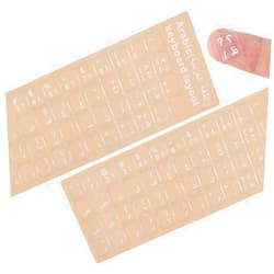 UUONDO 2 PCS Universal Arabic Keyboard Alphabet Stickers, Transparent Background and White Replacement Worn-Out Keyboard Stickers for PC Computer Laptop Desktop - Matte Arabic Alphabet Stickers