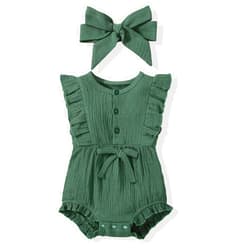 JOPGEEY Baby Girl Clothes Infant Girl Romper Cute Baby Girl Outfits with Bow Cotton Linen Summer Outfits 0-24 months