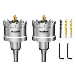 Mollom 1-3/4Inch (45mm) 2Pcs Heavy Duty Carbide Hole Saws, Hole Cutters for Stainless Steel, mild Steel, Iron, Copper, Brass, Plastic