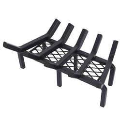 TwentyNext 17 Inch Fireplace Grate with Ember Retainer,Cast Iron Fireplace Log Grate,Fireplace Log Holder,Heavy Duty Solid Steel Fireplace Wood Holder,Wood Stove Wrought Rack for Indoor Hearth Outdoor Fireplace