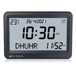 AL-FAJIA Automatic Worldwide Digital 8 Azan Prayer Sounds Islamic Wall and Desk Clock for USA FAJ-113 - Jet Black