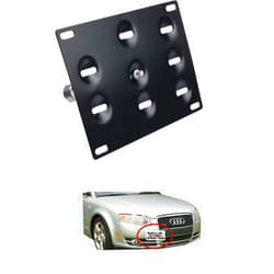 Dewhel Front Bumper Tow Hook License Plate Mount Bracket Holder Bolt On No-Drill Modification Tow Eye LP Holder for 01-08 Audi A4 S4, 05-11 A6 S6