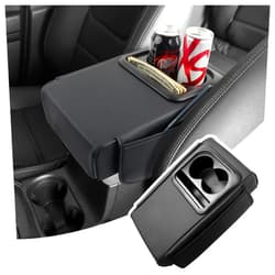 Stacool Multifunctional Center Console Cover as Center Console Cup Holder,PU Leather Arm Rest Cover for Car with 2 Pocket Car Armrest Storage Box,Universal Middle Console Cover Car Accessories