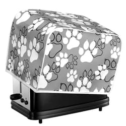 Xarleslyna Paws Print Toaster Cover 2 Slice, Cute Cat Paw Pattern Dustproof Bakeware Protector Grey Small Kitchen Appliance Dust Covers with Hang Loop