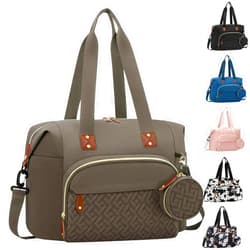 Tenot Diaper Bag Tote with Pacifier Case, Large Tote Diaper Bag for Women with Shoulder Straps, Cute Hospital Baby Diaper Tote Bag for Mom Dad, Newborn Baby Diaper Maternity Bag Khaki