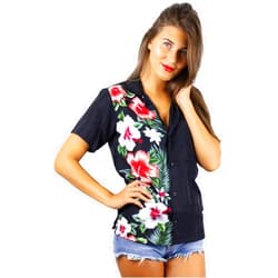 V.H.O. Funky Hawaiian Blouse Women Short-Sleeve Front-Pocket Wedding Flowers Multiple Colors …