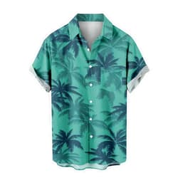 Generic Mens Hawaiian Shirt Chest Pocket Printed Short Sleeve Button Down Summer Casual Shirt Mens Hawaiian Button Down