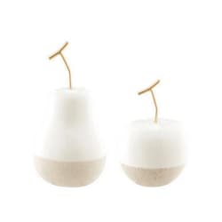 Danya B. Vost Dipped Fruit Decorative Accent Ceramic Sculpture Figure Set of 2 - Small or Large - Black/Gold or White/Cream (White/Cream, Small)