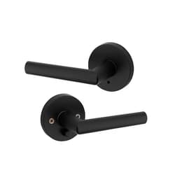 Kwikset 91550-030 Milan Door Handle Lever with Modern Contemporary Slim Round Design for Home Bedroom or Bathroom Privacy in Iron Matte Black