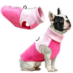 Idepet Dog Fleece Vest Sweater Zip Up Warm Pullover Dogs Jacket with D-Ring Leash Winter Cold Weater Coat Pet Sweatershirt Clothes Hoodie for Small Medium Dogs Boy Girl (Pink/Rose Red, XS)