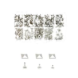 Jomixa 75 Sets 3 Sizes Pyramid Spikes Kit, Square Studs and Spikes, Leather Rivet for Leather Crafts, Clothes, Shoes, Leather Boots, Bags, Decoration (0.35