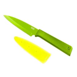 KUHN RIKON Colori+ Non-Stick Straight Paring Knife with Safety Sheath, 4 inch/10.16 cm Blade, Green
