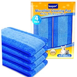 KEEPOW Microfiber Cleaning Pad, Mop Replacement Pads for Hardwood Floor Cleaner, 18 Inch, Washable & Reusable Spray Refills for Hard Surface Laminate Wood (4 Pack)