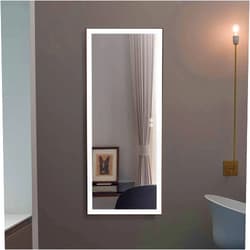 DECORAPORT LED Full Length Mirror, Large Dressing Mirror with Touch Button, 48 x 20 Inch, Black Frame, Dimmable, Floor Standing & Wall Mounted (DJ2-4820-B)