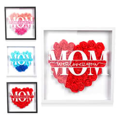 MUXIUNT Mom Mothers Birthday Day Flower Floral Shadow Box We Love You New Mom Box Gift for Mom Daughter Grandma Sister Glass Dome Forever Flower Rose Gift from Daughter Son Husband（11x11in Red Heart）