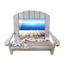 Puzzled CoTa Global Brown Chair Beach Picture Frame - Decorative 4x6 Picture Frame, Distressed Wood Picture Frames for Family, Perfect Beach House Decor Gifts and Family Portrait Frame, 9 Inch, Color May Vary
