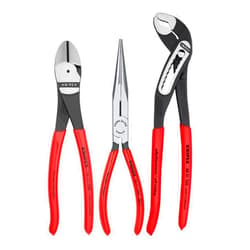 KNIPEX Tools 00 20 08 US1 Long Nose, Diagonal Cutter, and Alligator Pliers 3-Piece Tool Set, Red (Packaging May Vary)