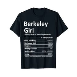 Proud Vintage Sport Born Living In Nutrition Facts BERKELEY GIRL CA CALIFORNIA Funny City Home Roots USA Gift T-Shirt
