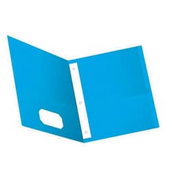Oxford Two-Pocket Folders w/Fasteners, Light Blue, Letter Size, 25 per Box (57701)