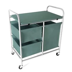 JEFEE Rolling Laundry Sorter Cart Heavy Duty 3 Bags Laundry Hamper Sorter Cart with Ironing Board Removable Bags for Dirty Clothes Storage 26