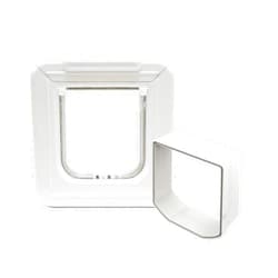 Cat Mate Elite Microchip Cat Door with Timer Control, White - with Cat Mate Elite Wall Liner