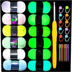 caichuxiye 6PCS Glow in The Dark Chenille Yarn,Beginner Yarn for Crocheting,DIY Handcrafts Weaving Soft Chenille Yarn,50g/Reel, 70m (76.5 Yds). (Mixed Colors)