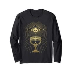 All Seeing Eye Third Eye Cup Tear Zodiac Astrology All Seeing Eye Third Eye Cup Tears Tarot Mystic Pagan Witch Long Sleeve T-Shirt