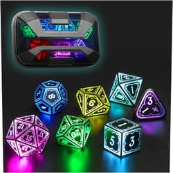 FONVGOGO Wireless Light Up Dice Set D&D RGB for Dungeons and Dragons,Cool LED DND Dice with Charging Box Rechargeable 7 Color Polyhedral Role Playing Dice for DND Gifts RPG(Astral Shard Black)