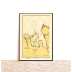MG Global Wrapped Gift | Nautical Chart Poster Oyster Bay NY 1916 Long Island Sound Harbors 367 | 11x17 12x18 16x24 24x36 Historical Unframed Print Wall Art | Vintage Antique Rustic Home Office Decor