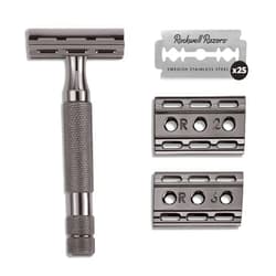 Rockwell Razors 6C Gunmetal Chrome Double-Edge Safety Razor with 6 Adjustable Shave Settings and 25 Blades