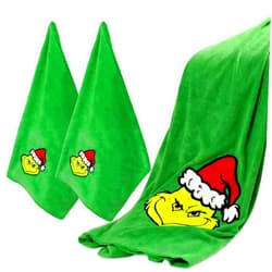 AMUHUA 3PACK Christmas Hand Towels Bathroom Set - Christmas Green Kitchen Hands Towels and Bathroom Towels for Shower Drying Cleaning Cooking