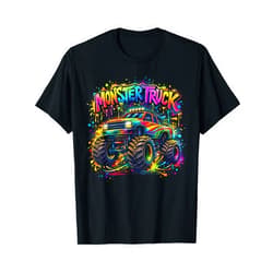Vintage Monster Truck Gifts Monster Truck Retro Colorful Graffiti Toddlers Youth Adults T-Shirt