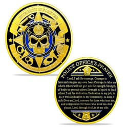 YGLLSSY Police Challenge Coin Police's Officer Prayer Thin Blue Line Police Skull Law Enforcement Coins God Bless The Police k9 Thank You for Your Service Coin Appreciation Gifts for Police Officer