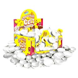 Izzy 'n' Dizzy Hanukkah Gelt Coins Chocolate - Kosher Bittersweet Chocolate Coins Nut Free (Parve) - 12 Mesh Bags Filled with Menorah Embossed Hanukkah Gelt Coins