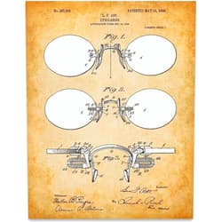Lone Star Art Eye Glasses Patent Print - Classic Optometry Art Poster, Eye Clinic and Eyeglass Shop Decor, Cool Geek Room Decor, Optician and Optometrist Gifts, 11x14 Unframed Patent Print Poster