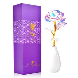 Tmacker Birthday Gifts for Women,Gifts for Mom Grandma Her Wife, Mothers Day Mom Gifts, Valentines Day Gifts for Her Girlfriend,Christmas Women Gifts, Artificial Rose Flower w/ Vase Anniversary Wedding Gifts