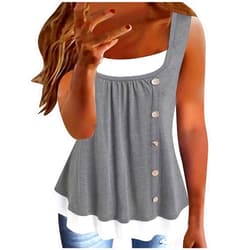 Bawilom Womens Plus Size Tank Tops Summer Beach T Shirts Square Neck Short Sleeve Shirts Cute Flowy Pleated Peplum Blouses