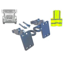 KOZAK Bumper Deer Moose Brush Guard Ex-Guard Brackets Mounting Hardware Set Compatible With Volvo VNL 2018+ PLUS Logo and Reflective Vest