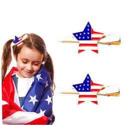 Totelux 4th of July Star Hair Clips Patriotic Hair Pins American Flag Hair Barrettes Alligator Clips Red Blue White Hair Accessories for Women Girls Independence Day Party Supplies Gift 2PCS