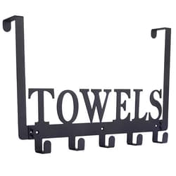 Kuhome Over The Door Hooks, Towel Holder for Bathroom, Door Mount Towel Rack for Bedroom Kitchen Pool Beach Bathrobe, Wall Mount for Cabinet Cupboard Metal Sandblasted (Black)