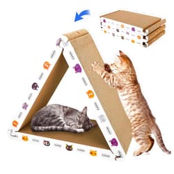 CATISM Cat Scratcher Foldable,Triangle Cat Scratching Board,6 Usable Sides Cat Scratchers for Indoor Cats,Durable Recyclable Cat Scratcher Cardboard Vertical(Pack of 3)