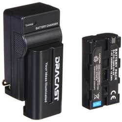 Dracast 2 Pack Battery and Wall Charger Kit | 2200 mAh Rechargeable Li-Ion Batteries and Wall Charger for Sony NP F550, F530, F970, F960, F770, F750, F330